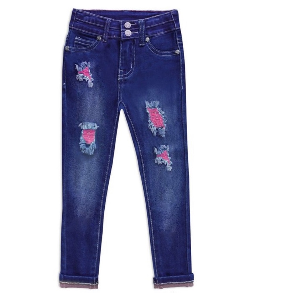 Color Thread Distress Jeans - Picture 2 of 5